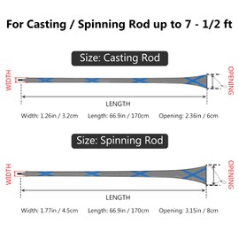 Bassdash Casting Spinning Fishing Rod Sleeves Protective Rod Socks for Fishing Poles Up to 7-1/2ft