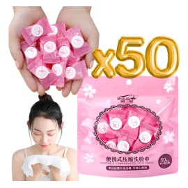 Set 50 Piezas Toalla Comprimida Compacta Limpieza Facial                                                                                              