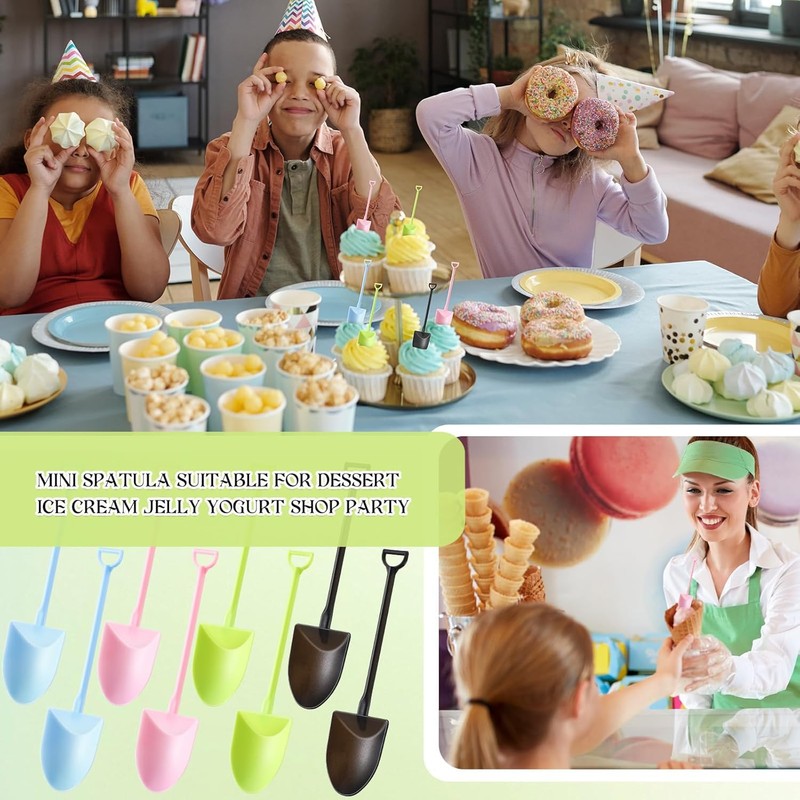 100 Pcs Plastic Mini Ice Cream Dessert Spoon Shovels Pudding