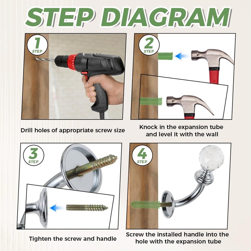 Mgoodoo Crystal Wall Hook, Silver Curtain Holdbacks Glass Window Dapery