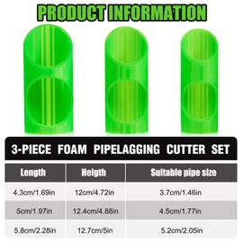 Teenyyou 6 Pcs Foam Pipe Cutter Tool Green Pipe Insulation Cutting Guide Insulation in Homes, Industries and Commercial Use Tools Tube Insulation Cutting Fixture for 15mm, 22mm, 28mm Pipe