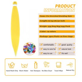 Braiding Hair Pre Stretched for Women Hair Extensions Box Braids Soft Synthetic Knotless Yaki Texture Hot Water Setting Braid Yellow (26inch 3Packs)