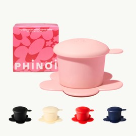 PHINƠI [Gift] Vietnamese Phin Filter, Plastic Reusable Pour Over Coffee Dripper, Single Cup Coffee Filter with Flower Design for Manual Brewing, Culture Gift for any occation (Pink)