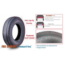 GRAND RIDE Set 2 FREE COUNTRY PremiumTrailer Tires ST175/80R13 8PR Load Range D w/Scuff Guard …