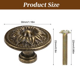 Pack of 8 Vintage Antique Bronze Cupboard Knobs, 30 mm Round Cupboard Handles, Drawer Knobs, Vintage with Screws, Furniture Knobs Vintage for Cupboard, Dresser, Cabinet, Bathroom