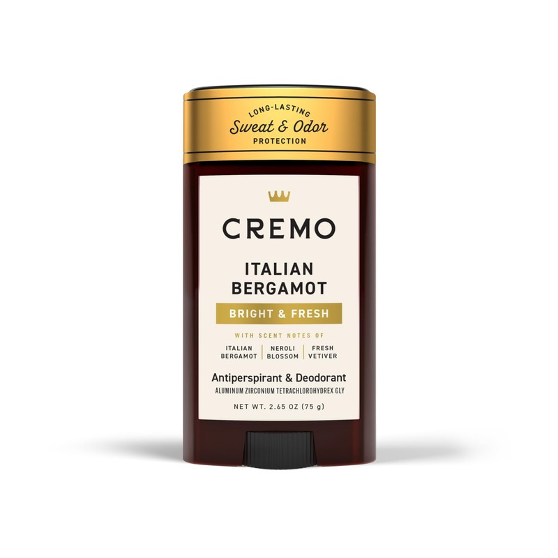 Cremo Italian Bergamot Antiperspirant & Deodorant for Men, 48-hour Sweat