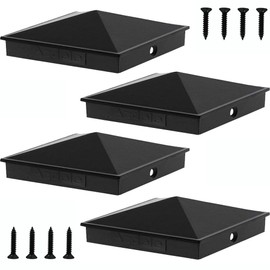 Azdele 8" x 8" Heavy Duty Aluminum Pyramid Post Caps Cover for True 8" x 8" Wood Post or True 7.5" x 7.5" Wood Post(with Spacer Liner), with Matte Finish Powder Coated Surface, Fence of Decks 4Pack