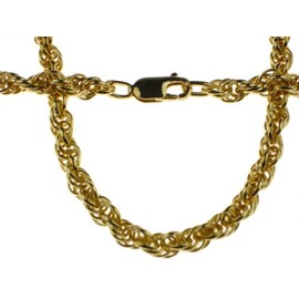 c-c Women's Silver Chain - Sterling Silver Gold-Plated "55 cm Length", Rope Chain Necklace 5 mm diameter. 925 silver gold-plated. Lobster clasp. Length: 55 cm.