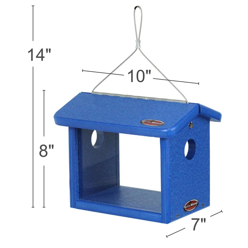 Kettle Moraine Recycled Bluebird Mealworm Feeder Hang or Mount (Blue,