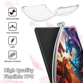 HEAKIERG Clear Case for 7" Kobo Libra Colour 2024 / Kobo Libra 2 2021 eReader, Transparent TPU Silicone Protective Shell Shockproof Case for Kobo Libra Colour 7 Inch 2024, Dragon Purple