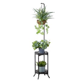 COPREE 2-tier Hanging Plant Stand 2 Pack, Space-Saving Iron Planter Shelves Flower Pot Organizer Rack Multiple Flower Pot Display Holder Shelf Indoor Outdoor Heavy Duty Planter Shelving Unit