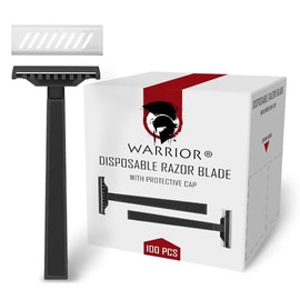 WARRIOR Disposable Razor, Black Disposable Steel Blade for Cleaning Men/Women, Body and Face (BLACK-100 Pieces)