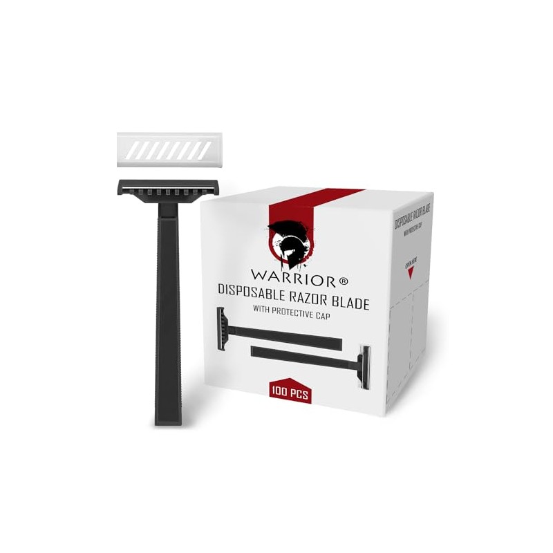 WARRIOR Disposable Razor, Black Disposable Steel Blade for Cleaning Men/Women,