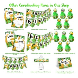 Golden Safari Birthday Banner Pennant - Safari Party Decorations - Safari Party Supplies - Wild One Birthday Decorations - Jungle Party Supplies - Birthday Banner