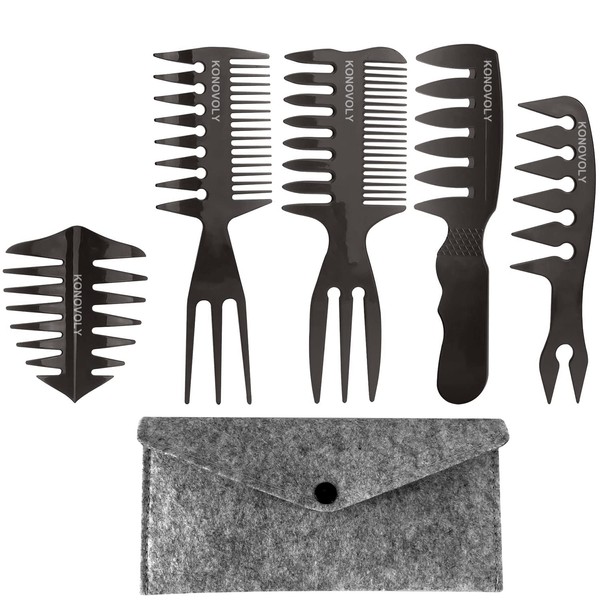 5pcs Hair Comb for Men, Professional Shapes and Tapes of Wet Combs with Packaging Bag, Retro Oil Head Hair Brushes for Hairdressers, Hair Comb, Strand Comb Hair Brush for Men