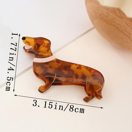 KuuGuu 3 PCS Dachshund Hair Claw Clips Acetate Dog Hair Clips Cute Non-Slip Hair Catch Barrette Fashion Animal Pet Claw Clip Hair Accessories for Puppy Lovers for Women Girls Straight or Curly Hair