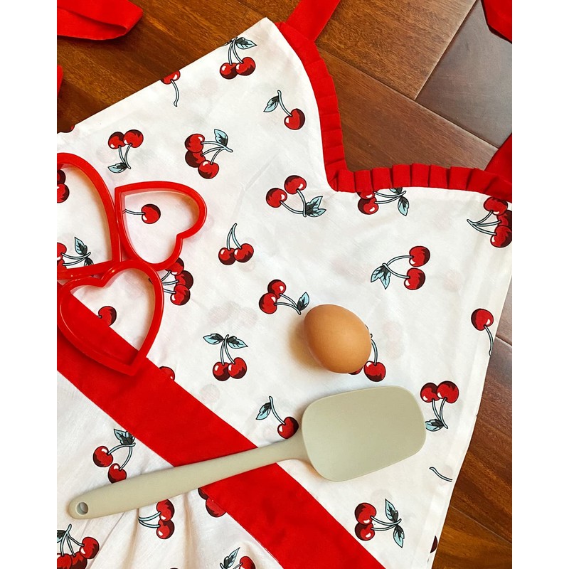 Bowbear 50’s Vintage Retro Kitchen Apron for Women, Cherries, O/S