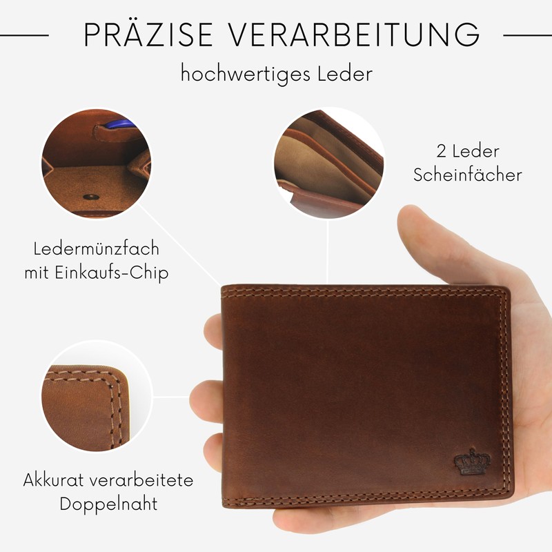 Baur Men's Genuine Leather Wallet with RFID Protection, Landscape Format,