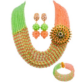 aczuv 8 Filas Africana joyería para Las Mujeres abalorio Boda de Nigeria Collar Set Joyería Nupcial Sets