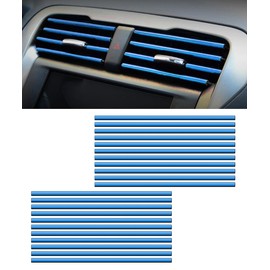 Flaconi 20 pieces car air vent decoration, car accessories decoration, car tuning interior, car styling trims, DIY ventilation grille interior strips, for most ventilation slots (blue)