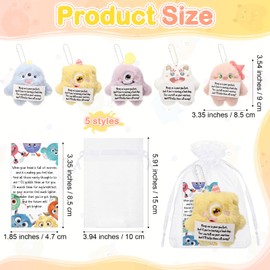 Hotop 20 Set Positive Gifts Bulk Mini Devil Plush Keychains with Cards and Bags, Inspirational Appreciation Monster Gifts for Employee Coworker Students Teacher Thanksgiving Christmas Class Prizes