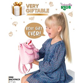 Naturally KIDS Mini Dinosaur Backpack - Very Small Toddler Backpack for Girls Boys - Dinosaur Toys for Kids 3-5 - Little Pink Backpack - Tiny T Rex