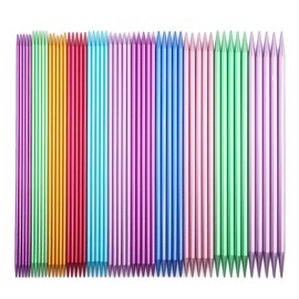 55pcs Double Pointed Needles Aluminum Alloy Straight Knitting Needles Set Knitting Pins for Sleeves and Hat Crowns