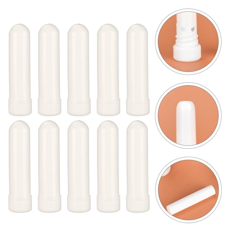 WOONEKY 10 Pack White Essential Oil Refillable Aromatherapy Tubes Compact