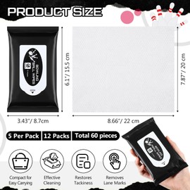 Heigble 12 Pack Bowling Ball Cleaning Wipes Cleaner Kit Bowling Wipes to Wipe Off Ball Accessories 5 Per Pack