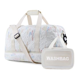 Travel Bag for Women, Weekend Bag with Shoe Compartment and Wet Pocket, Carry On Luggage, Overnight Bag, Gym Bag with Toiletry Bag, Beige Travel Bag