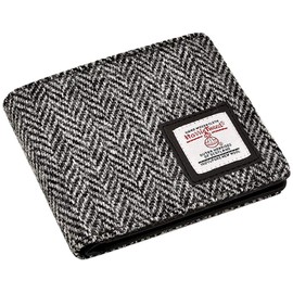 Men's Harris Tweed Bifold Wallet Purse (Grey Herringbone)