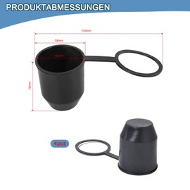 Towing Hitch Protective Cap, Pack of 4 Towing Hitch Cover Cap, Protective Cap Towing Hitch with Locking Ring for Car Caravan (Black)