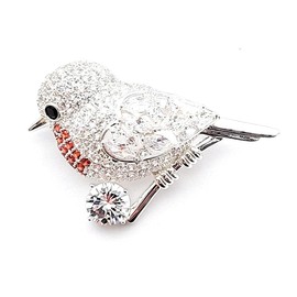 Equilibrium Robins Appear Silver Plated Sparkle Brooch