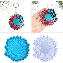Sunflower Dog Paw Silicone Molds for Epoxy Resin Crafts, 2026 New Shiny Gloss Keychain Molds, DIY Jewelry Making Supplies for Resin Pendants, Charms, Pet Memorial Ornaments