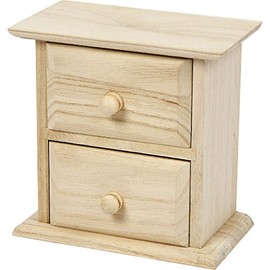 Create Crafts 57573 Creativ 1-Piece Wooden Chest of Drawers with 2-Drawer, Beige, 13x7,5x13 cm