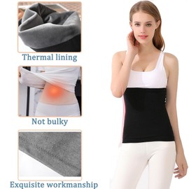 iNszkoos Women's Men's Wool Kidney Warmer Back Warmer Waist Support Heat Protection Belt Thermal Kidney Protection Kidney Belt Abdominal Warmer Heat Belt Waist Belt Lumbar Warmer, black