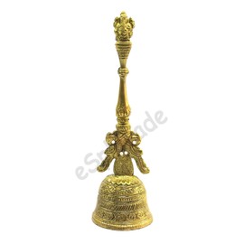 eSplanade Ganesha Brass Pooja Puja Bell Ghanti, for Poojan Purpose, Spiritual 8" Standard Golden