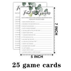 Qoamp Greenery Find The Guest Baby Shower Games, 25 Eucalyptus Gender Neutral Cards, Gender Reveal Party Game Set for Women, Men-A11