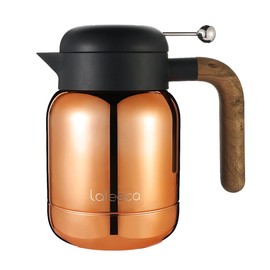 Aura Thermal Coffee Carafe Tea Pot for Keeping Hot & Iced Cold - Vacuum Insulated - Thermos Water Pitcher - Beverage Dispenser - Cool Touch Handle & Lid - BPA Free - 1 Liter - Copper