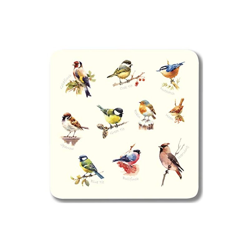 Garden Birds Melamine Coasters - Set 1, Pack of 6
