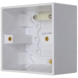 47mm Back Box 1 Gang Deep Surface Pattress Backbox with Earth Terminal and Cord Grip for Shaver Socket, Shower Pull Switch, Cooker Switch (2)
