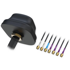 Teltonika PR1KC640 5G MIMO/Mobile/GNSS/Wi-Fi Roof SMA Antenna; IP67 Rated; 4X SMA Male 5G Connectors; 2X RP SMA Male Wi-Fi Connectors; 1x SMA Male GNSS Connector; 3-12 VDC; 50 Ohms Impedance