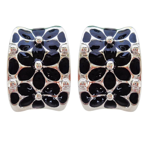 Navachi 18k Gold Plated Square Rainbow Colorful Enamel Leaves Flower