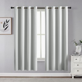 CUCRAF Blackout Curtains 63 inch Length 2 Panels Set, Room Darkening Curtains & Drapes for Living Room Bedroom, Thermal Insulated Light Blocking Grommet Window Curtain (W52 x L63 Inch, Silver Grey)