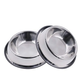 Mlife Stainless Steel Dog Bowl with Rubber Base for Small/Medium/Large Dogs, Pets Feeder Bowl and Water Bowl Perfect Choice (Set of 2)