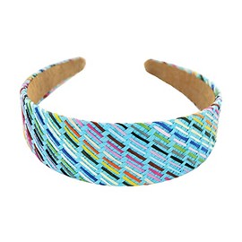 axy Wide Headband in Raffia Look with Braided Surface Women's Summer Headband Hair Accessories HRN1 (Blue/Colourful)
