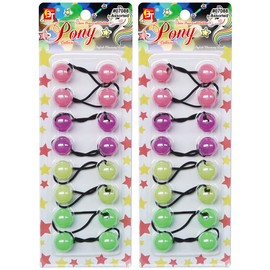 16 Pcs Hair Ties 20mm Ball Bubble Ponytail Holders Glow in the Dark Colorful Elastic Accessories (Assorted 1 - Pink/Purple/Neon/Green)