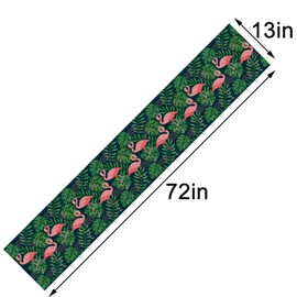 Linen 13x72 Hawaiian Tropical Flamingo Table Runner Summer Aloha Luau Tiki Palm Tree Pool Beach Party Dinner Table Decoration