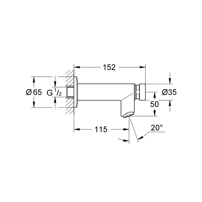 GROHE Euroeco CS 36266000 Self-Closing Wall Tap