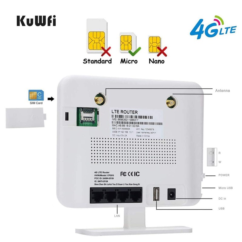 KuWFi 4G Router, 300Mbps Unlocked LTE SIM Card Router CPE